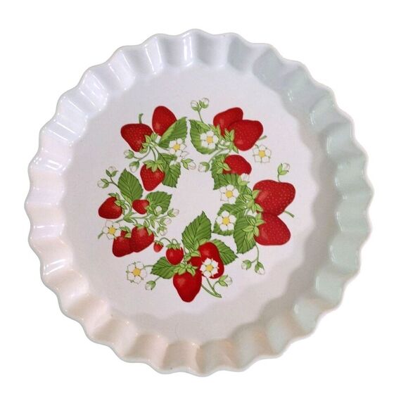 VTG Action Stoneware Strawberries 10" Tart Quiche Baking Casserole Pie Dish - Picture 6 of 6